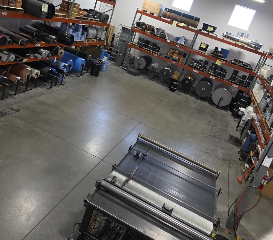 The belting warehouse floor, where belts are measured and cut to size